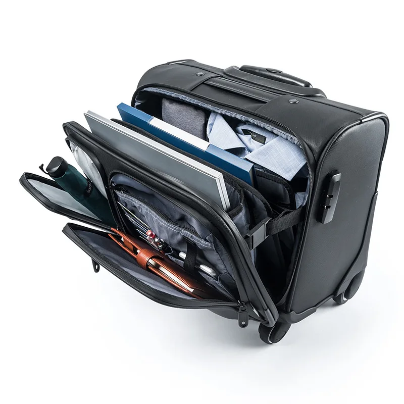 Maletas de viaje para hombre, equipaje rodante, equipaje de mano, carrito de viaje para ordenador portátil de 14 pulgadas, Maleta de embarque de negocios impermeable