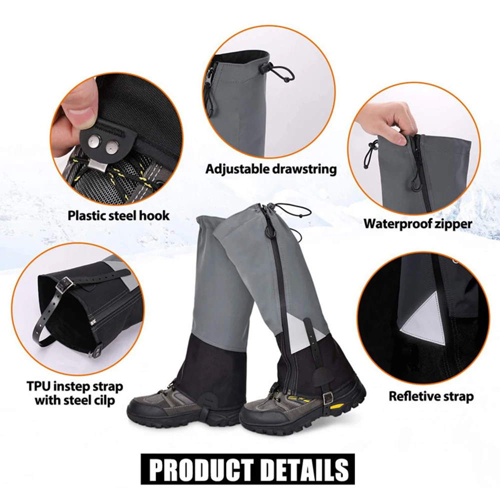 Hiking Legging Gaiters Waterproof Boot Shoe Leg Covers Hunting Climbing Camping Ski Travel Leg Warmers Foot Covers Snow Gaiters