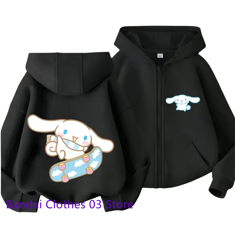 Hot Sanrio Zipper felpa con cappuccio da 2 a 12 anni felpa per ragazze autunno e inverno manica lunga Harajuku Jumper Series cucito felpa con