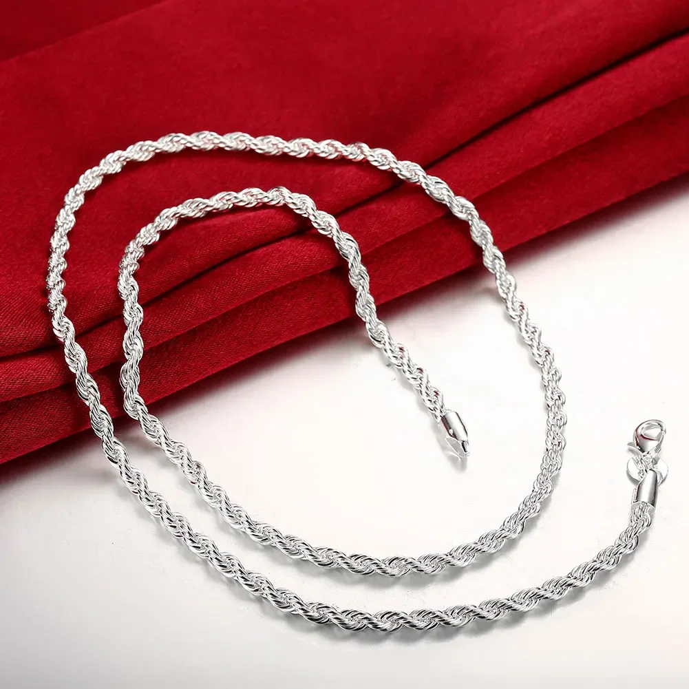 

classic 925 Sterling Silver Necklaces Jewelry 16-24 Inches 4MM rope chain Fashion men's women necklace Christmas Gifts