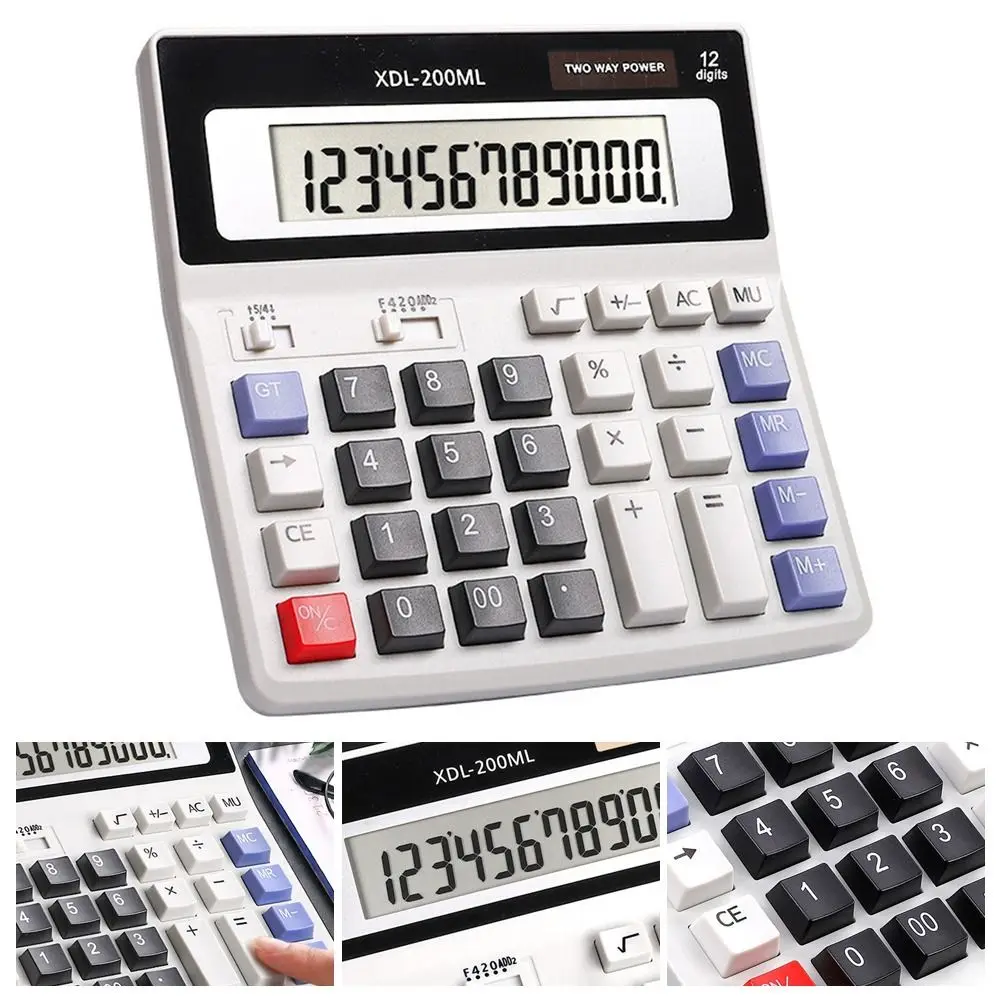 

12 Digits Calculator Dual Power LCD Display Electronic Calculator High Sensitivity Button Financial Accounting Calculator