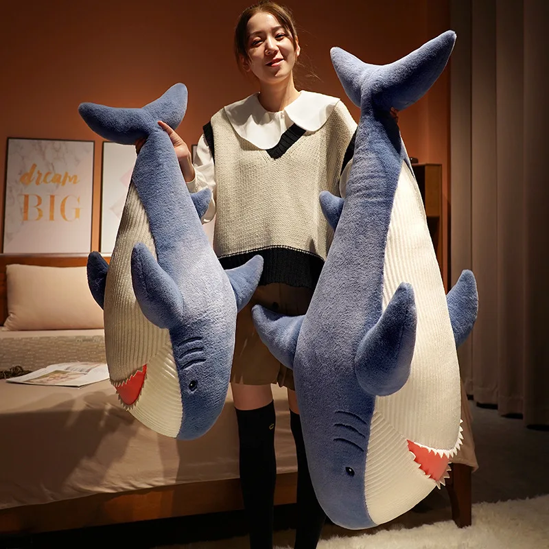 60-120cm Giant Stuffed Animal Shark Plush Toy Kawaii Large Soft Whale Dolls Dolphin Sleeping Pillow Girl Festival Gifts for Baby