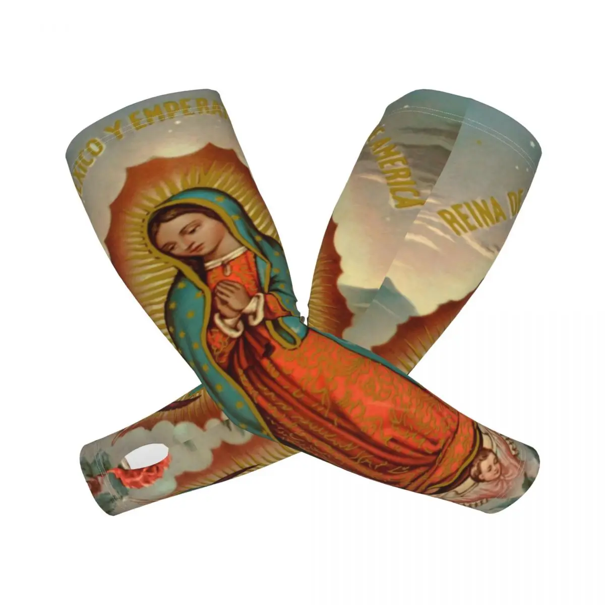 Our Lady Of Guadalupe Cooling Arm Sleeves for Men Women Catholic Virgin Mary Sports Running Tattoo Cover Up