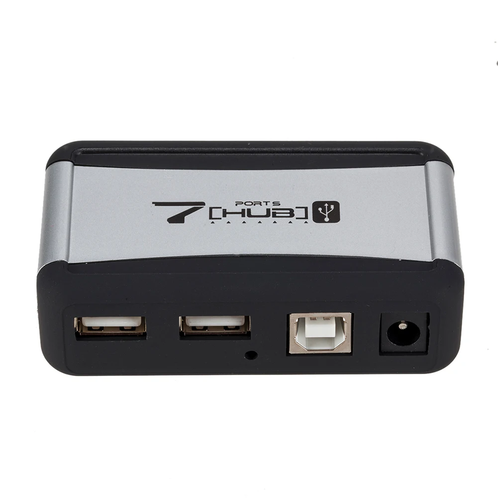 Hub USB 2.0 vertical de 7 portas Multi USB Splitter com adaptador de alimentação Acessórios para PC