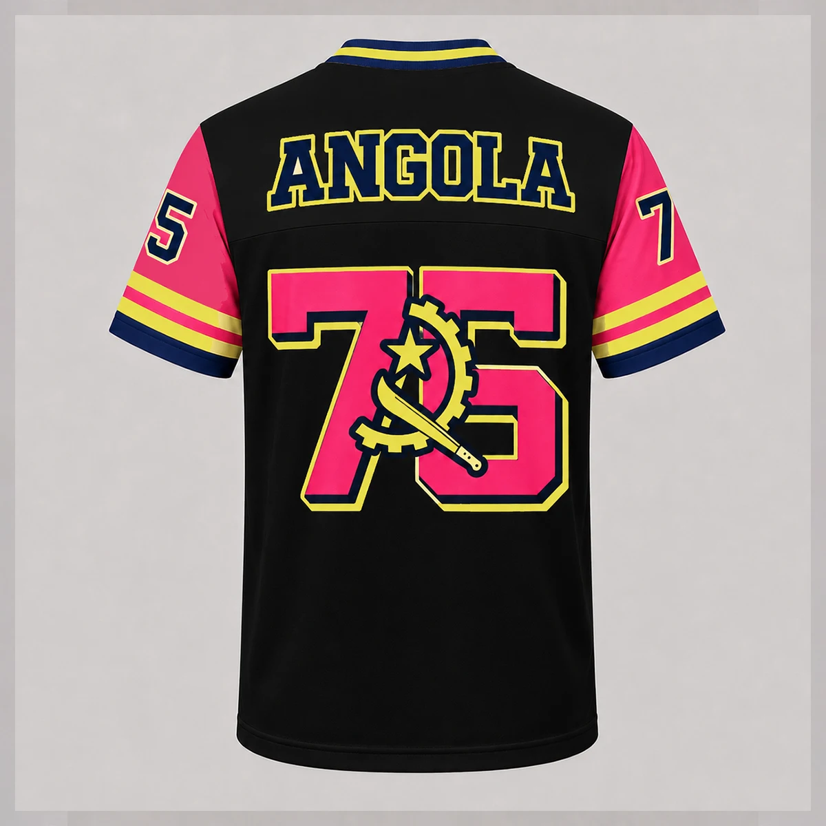 Afrikanischer Ethno-Stil Angola V-Ausschnitt Kurzarm-T-Shirt Herren Fußball-Stil Nummern-Print Street-Style Trikot Mode – Detail 5