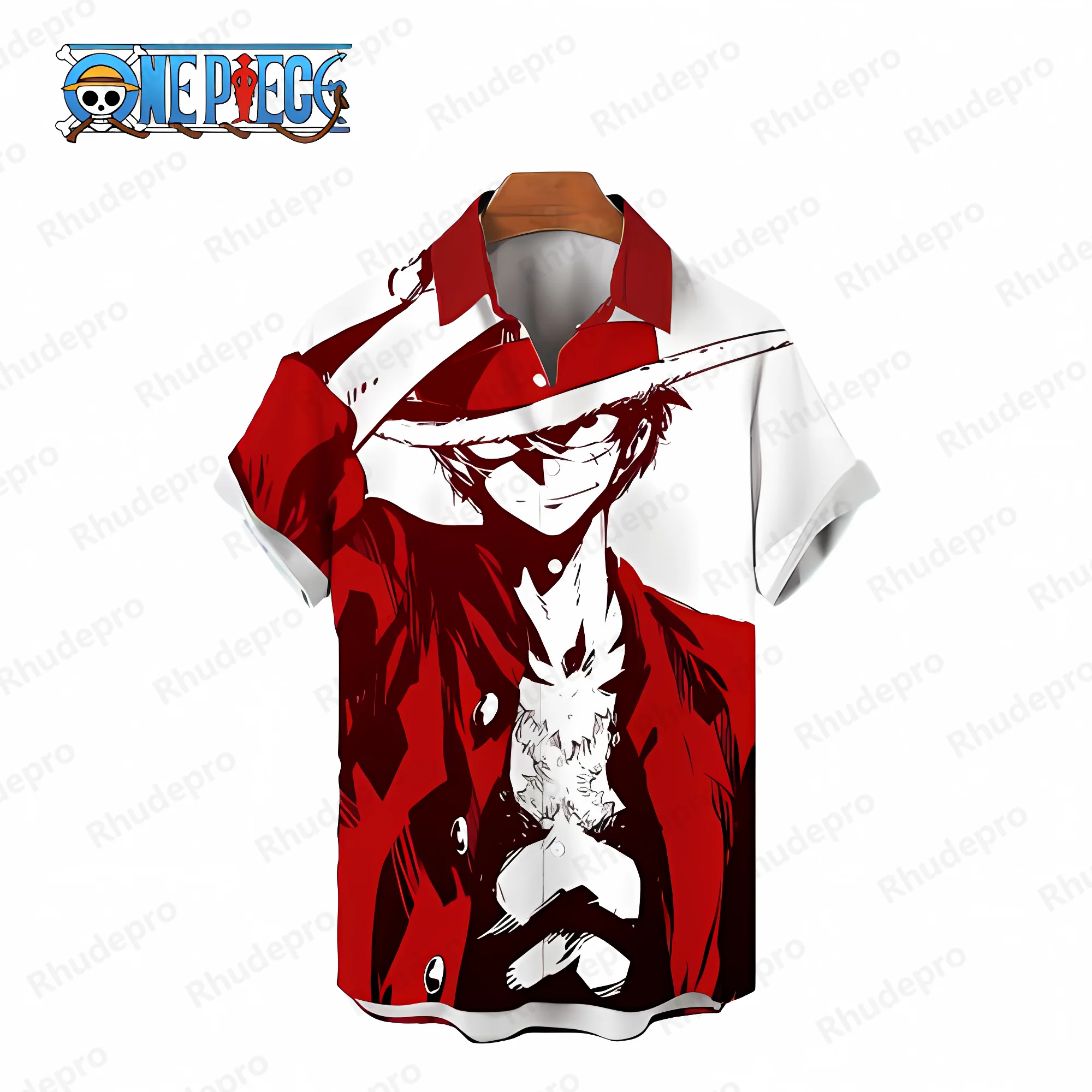 Men's Shirts Blouse Fashion One Piece Mens Clothes Short Sleeve Monkey D Luffy Social Shirt Beach Elegant Man Streetwear Blouses