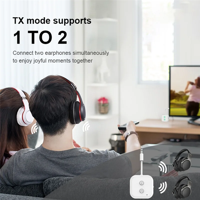 A43M Portable Bluetooth 5.3 Audio Adapter HIFI Stereo With Mic 2 In 1 Receive Transmit 1 To 2 Headphones For PC TV Speaker
