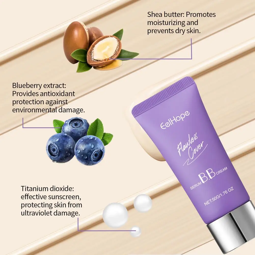 Base BB Cream de alta cobertura corretora de tez à prova d'água à prova de suor base líquida fosca maquiagem