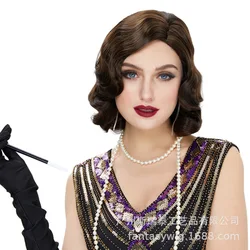 Women 1920s Flapper Costume Vintage V-Neck Sleeveless Long Great Gatsby Dress with 1920s Hair Wig