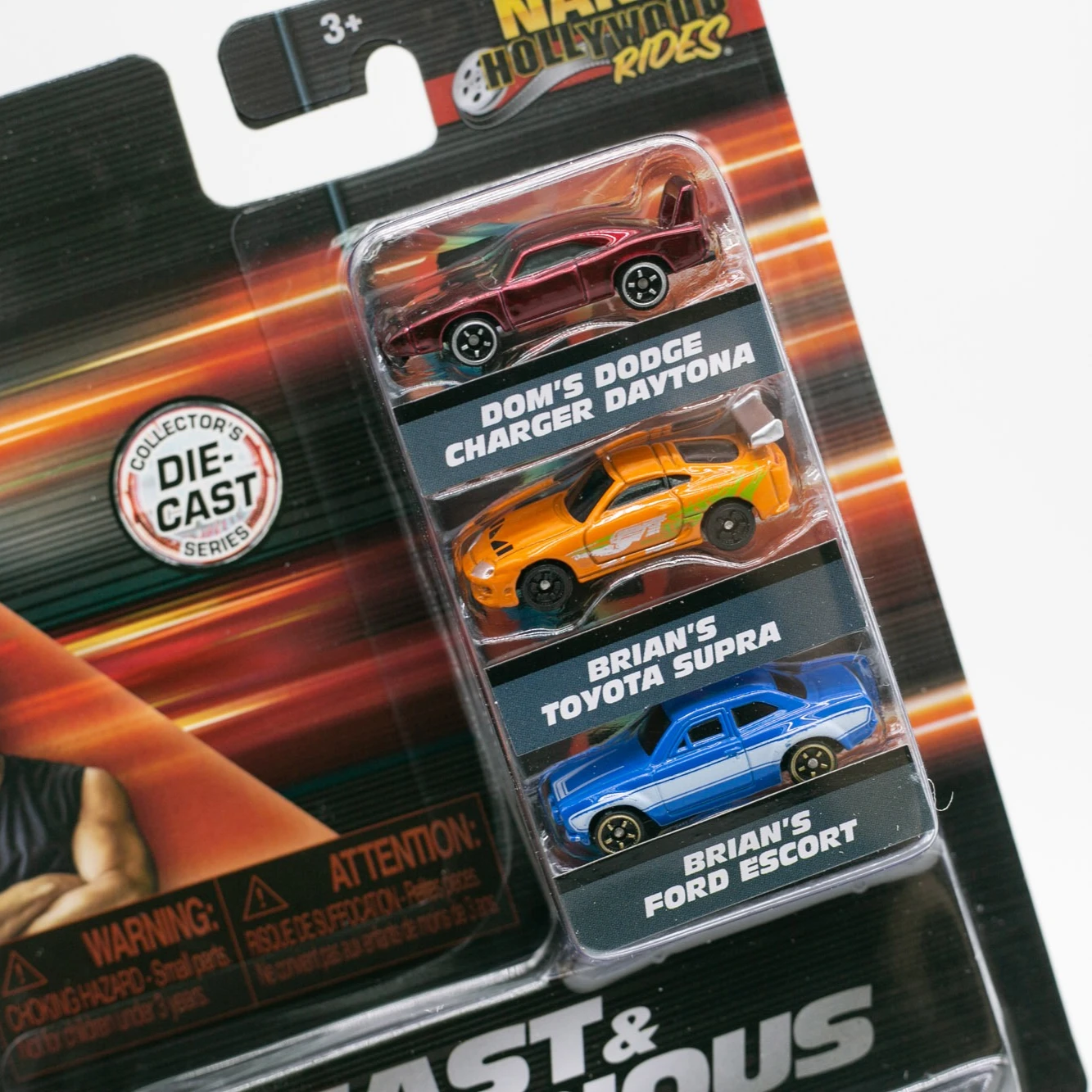 Official Jada Fast & Furious Nano Hollywood Rides 3-Pack Die-Cast Metal Mini Vehicle Set Toyota Supra Dodge Charger Model Toy view 2