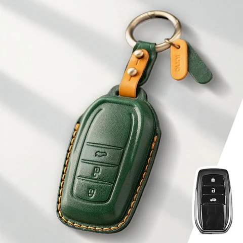 Защитный чехол из натуральной кожи для ключей Toyota Camry CHR Corolla RAV4 Avalon Land Cruiser Prado Prius, чехол для ключей, брелок
