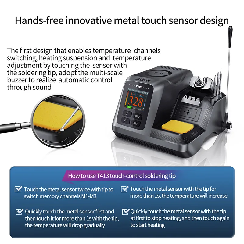 AIXUN T413 200W Integrated Intelligent Precision Soldering Station Compatible T245/T225 Handle for Welding PCB Repair