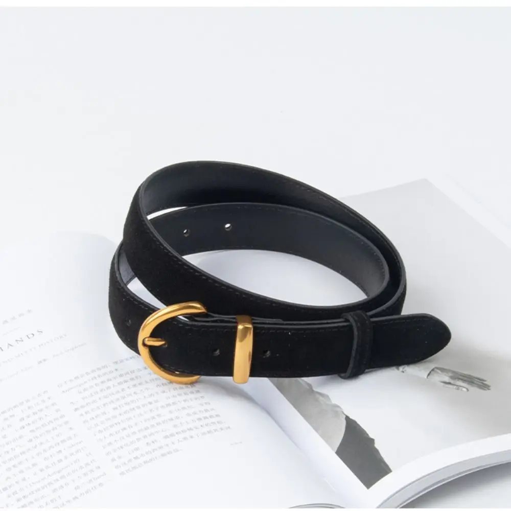 Women Luxury Design Suede Leather Belt Casual Versatile Business Waist Strap Trendy Pin Buckle Waistband