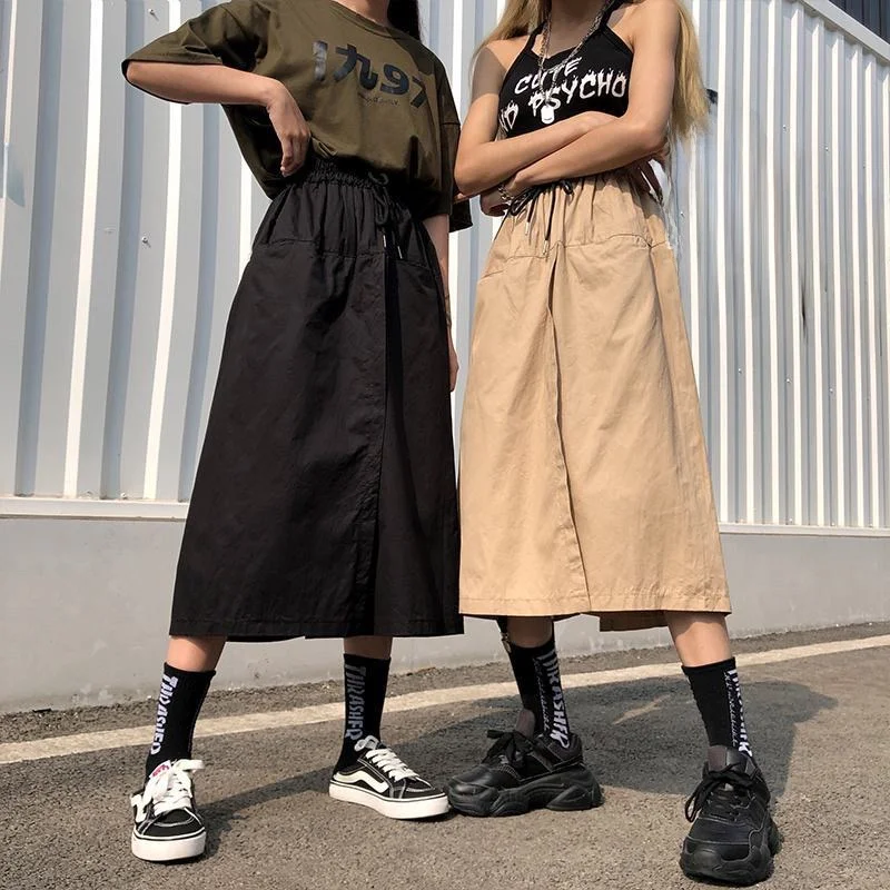 High Waist Wide Leg Pants Women Summer Korean Harajuku Student Vintage Workwear Loose Casual Seven Feet High Waist Slimming S...