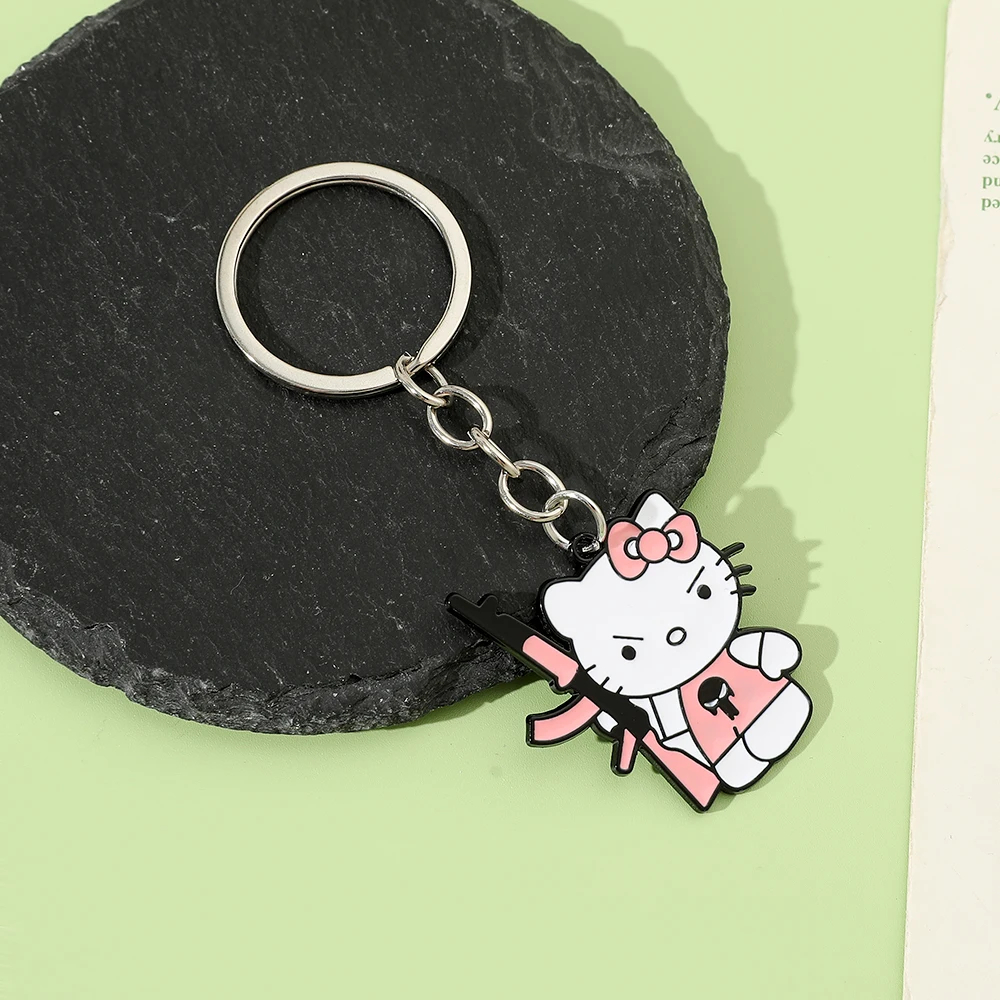 Sanrio HelloKitty Keychain Fashion Cartoon Anime KT Cat Pendant Backpacking Travel Accessories Cute Kitty Pendant Keychain Gifts