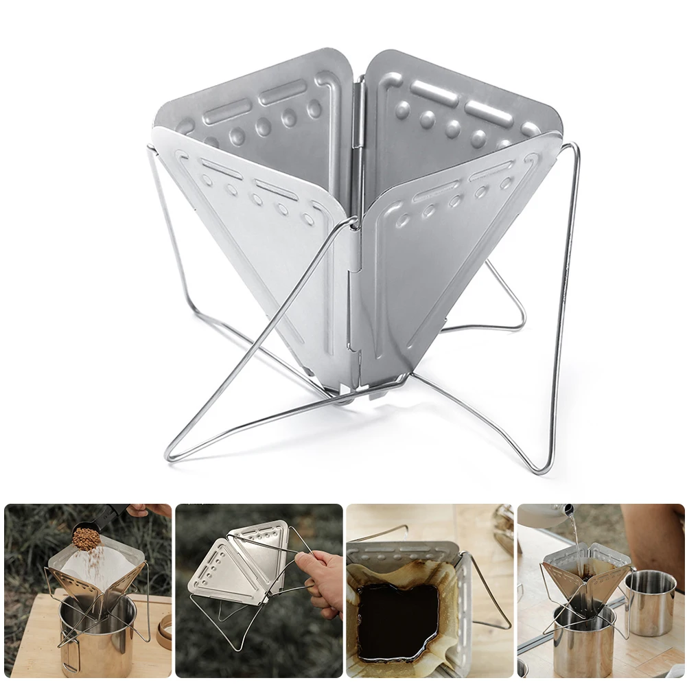 Outdoor Stainless Steel Coffee Filter Holder Reusable Coffee Filters Dripper Coffee Baskets Camping Picnic Tableware