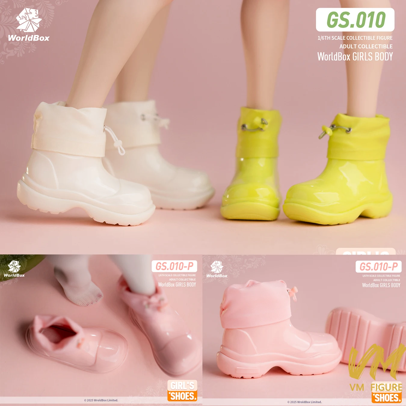 Worldbox GS010 Escala 1/6, Botas de lluvia con cordón para niña, zapatos huecos, modelo apto para soldado femenino de 12 pulgadas, figura de acción, cuerpo, muñecas, Juguetes