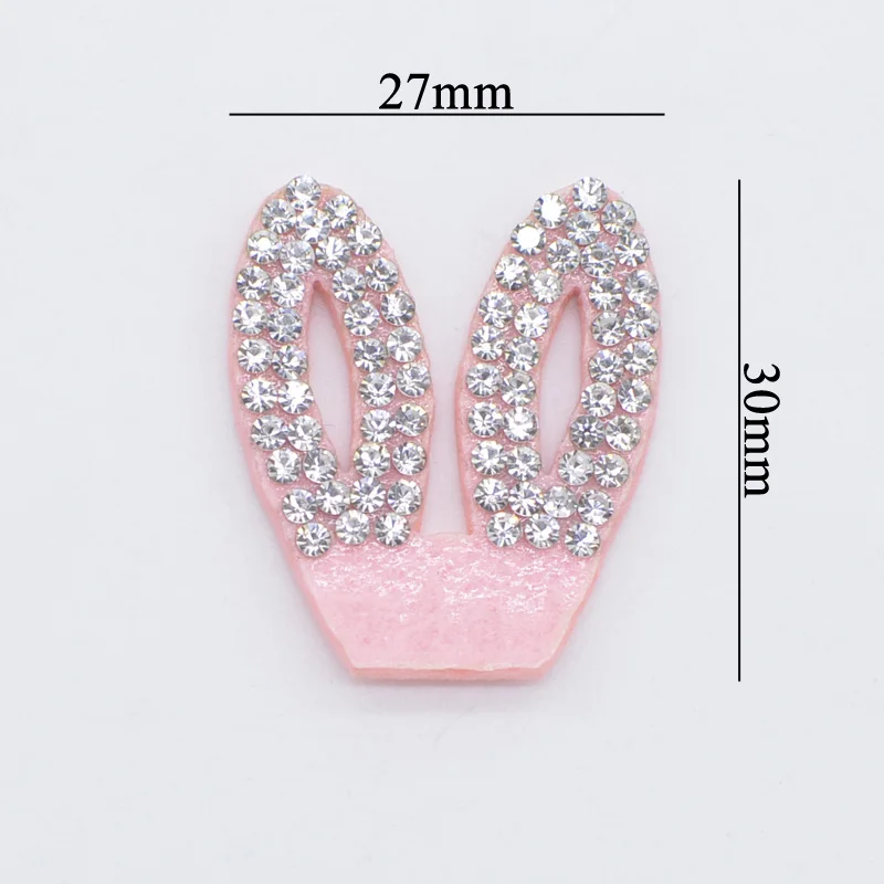 30 pezzi rosa imbottito strass orecchie di coniglio applique per palle di pelo fatte a mano artigianato copricapo fermagli per capelli fascia arco