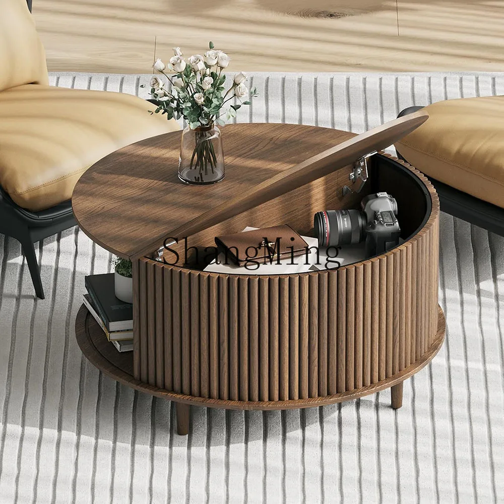 

CL Modern Minimalist Indoor Coffee Table for Home Living Room Round Table Multi-functional Floor-standing