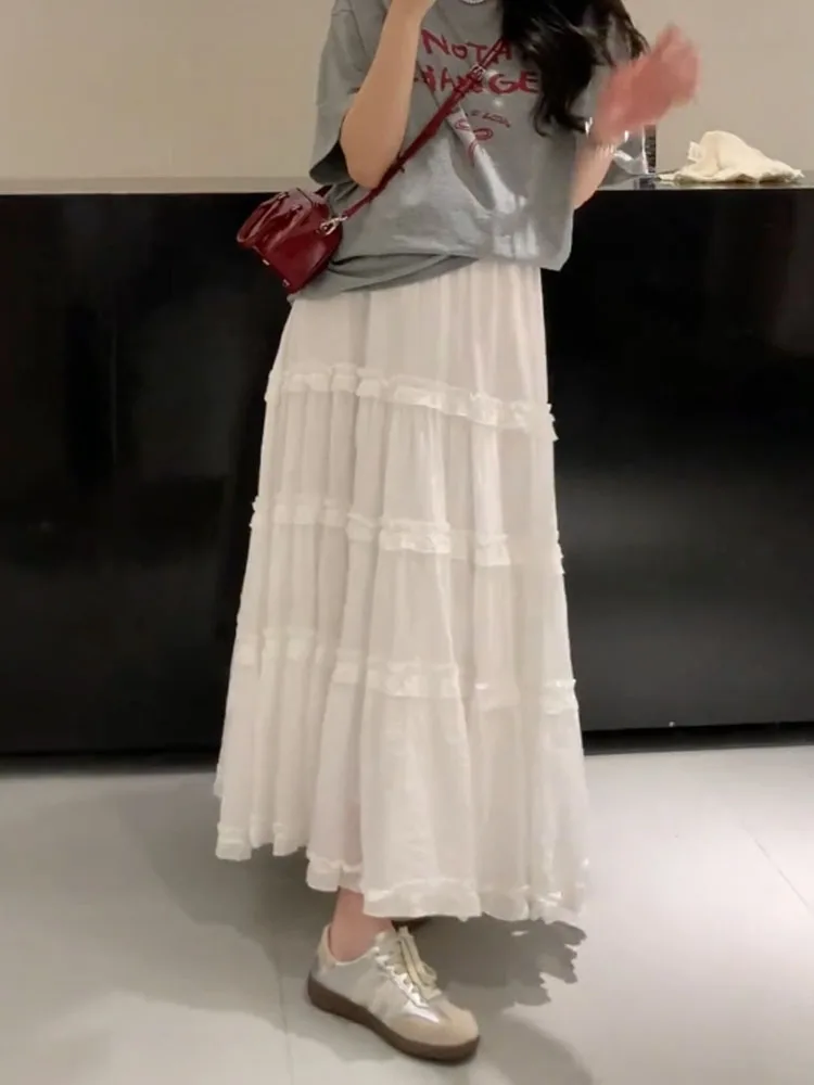 

Новая женская юбка в корейском стиле: повседневная, элегантная, белая, с эластичной талией, для работы и отдыха, универсальная, средней длины.