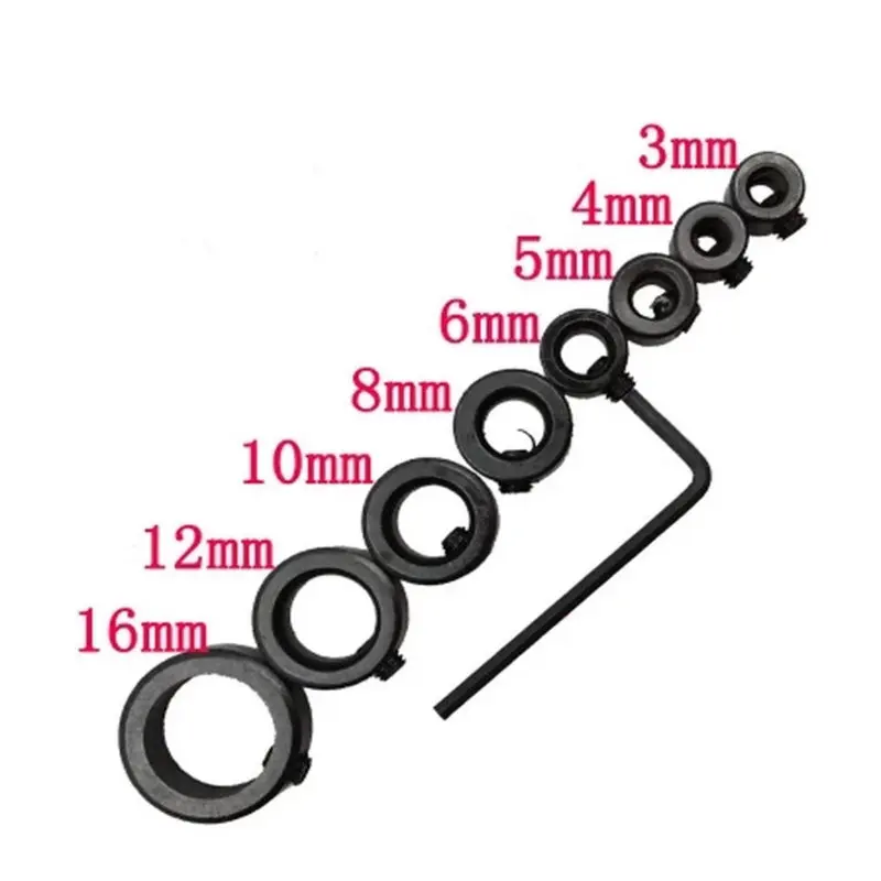 Drill Stop Assortment 8-Piece Drill Depth Stop Collars Limit Ring Dowel Shaft Chuck Positioner Locator for Drill Bits Consistent
