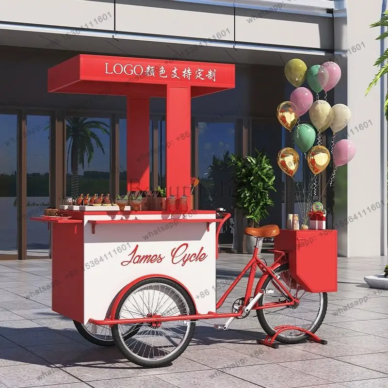 Display booth rack tricycle special ice powder fruit fishing milk tea coffee cart