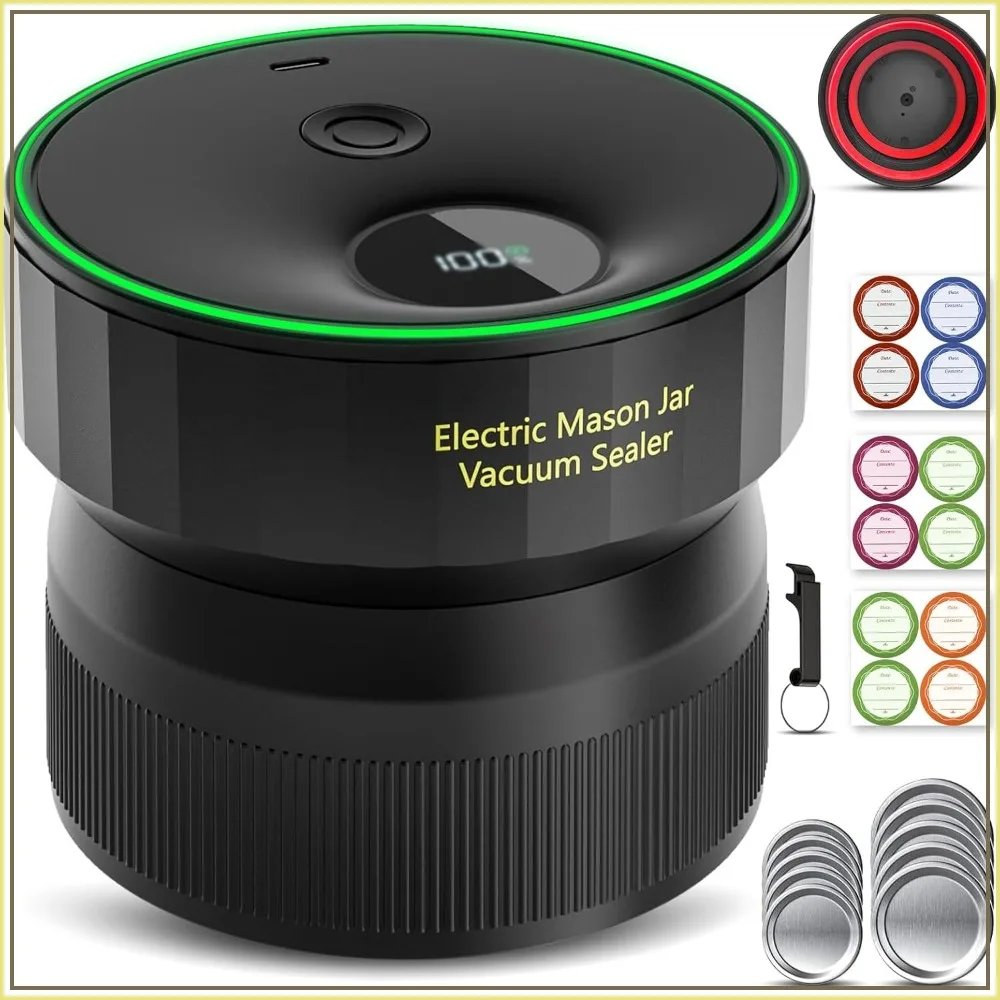 

2026 Upgraded Mason Jar Vacuum Sealer, Electric for Regular & Wide Mouth Canning Jars, Fully Automated & Portable