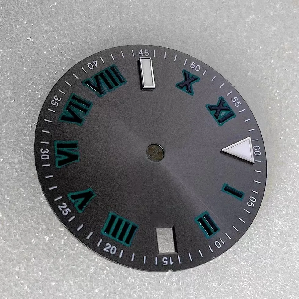 28.5Mm sun pattern Roman scale single calendar literal dial fits NH35/36/4R/7S movement
