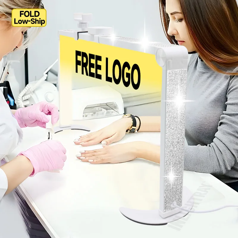 FREE LOGO 2025 NEW LED Half Moon Nail Light Dimmable Nail Beauty Lamp Foldable Reading Desk Lamp Fill Light Desk Half Moon Lamp