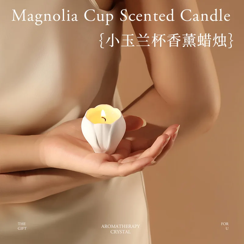

Home Decorative Item: Magnolia Flower Scented Candle, Long-lasting Fragrance, Light Luxury, High-end Gift, Decorative Accessory