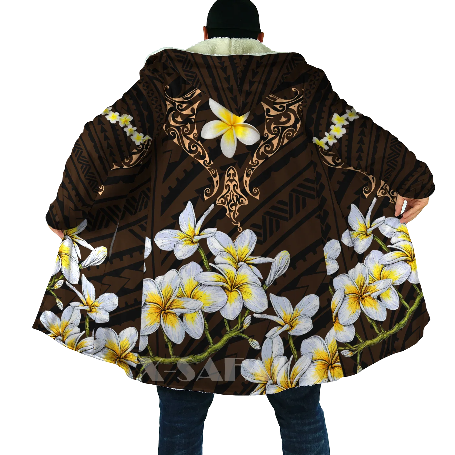 

Nature Flower Viking All Over 3D Printed Overcoat Thick Warm Hooded Cloak Coat for Men Hooded Blanket Windproof Fleece Unisex