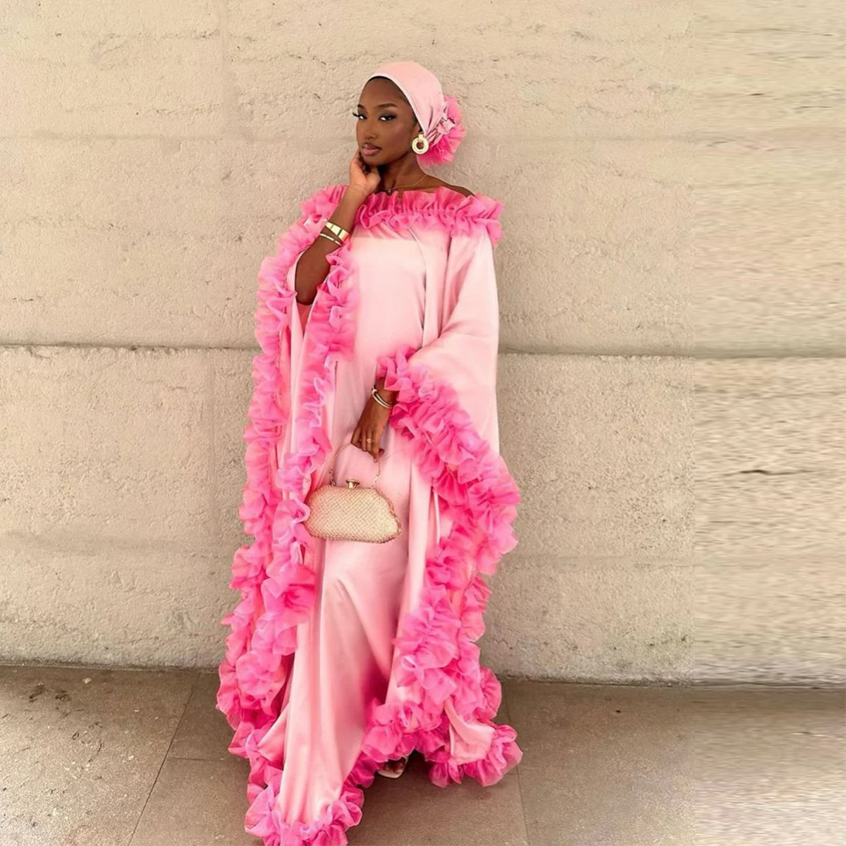 

Pink Off The Shoulder Prom Dresses Women Ruffles A Line Evening Gowns Saudi Arabia Black Girls Formal Party Dress Robe De Soiree