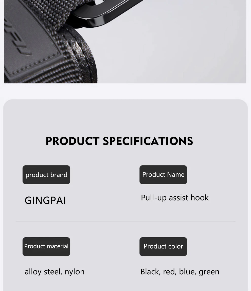 Gewichtheben-Hakengriffe mit Handgelenkbandagen, Fitnessstudio, Handstange, Handgelenkschlaufe, Fitness-Haken, Gewichtsgurt, Klimmzüge, Power-Lifting-Handschuhe – Detail 6