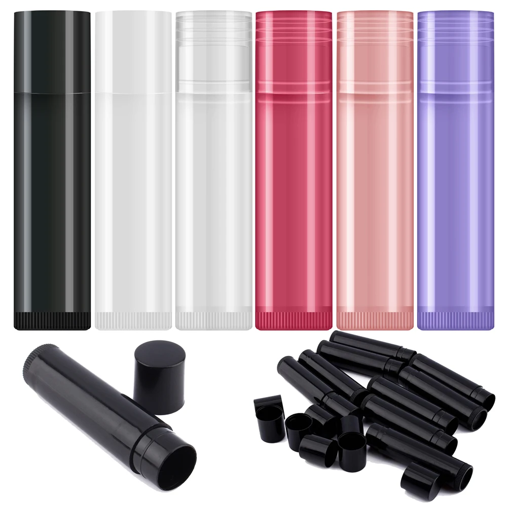 100 Sets Empty Lip Balm Tubes Bulk Round with Caps for DIY Craft Lipstick homemade Tube Lipgloss Maker Containers Kit Tool