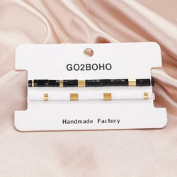 Go2BoHo Black White Bracelet Set for Couple Miyuki Tila Bead Jewelry 2pcs/lot Stretch Bracelets for Women Valentine's Day Gifts