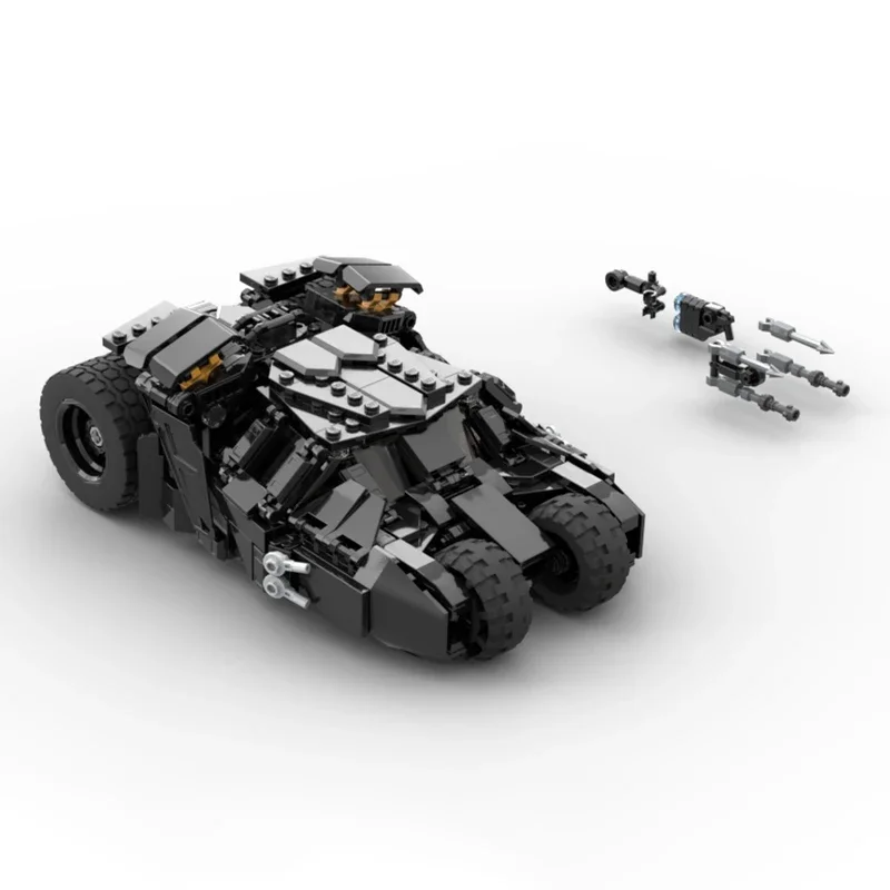 NEW 595PCS Super Armored Tumbler Vehicle With Motorcycle MOC Dark Styling Car Model DIY Assembly Building Blocks Collectible Toy