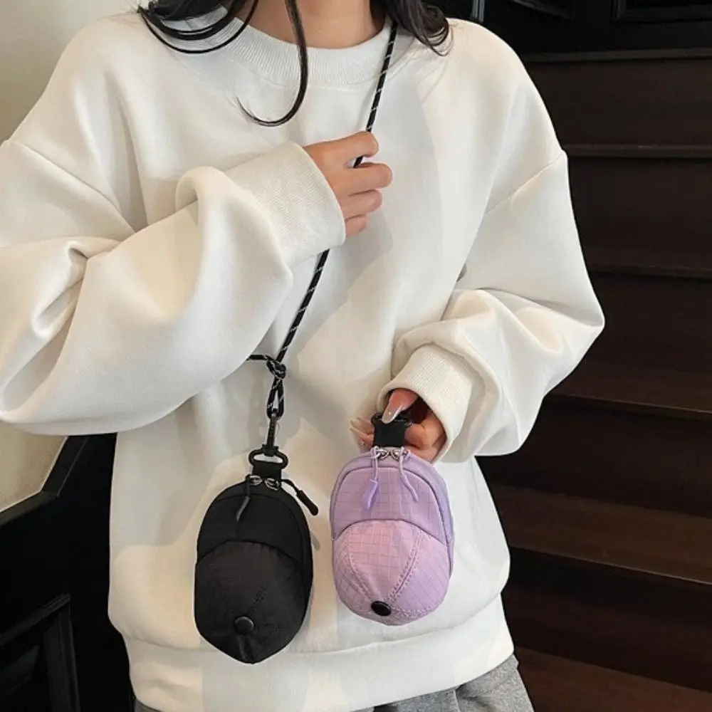 All-match Colorful Baseball Cap Coin Purse Cute Harajuku Hat Shape Wallet Casual Portable Mini Crossbody Bag Daily