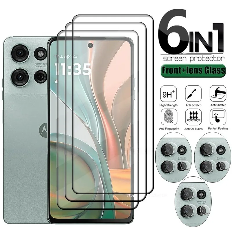 3 + 3 para Moto G75 vidrio Motorola Moto G75 vidrio templado cubierta completa HD 9H Protector de pantalla Moto G75 G 75 lente de cristal