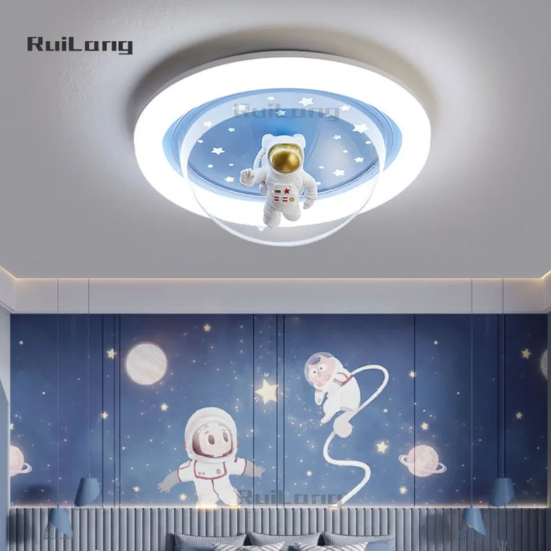 

Modern Astronaut Led Ceiling Lamp Children Room Bedroom Study Baby Cartoon Chandelier Kids Boys Star Moon Spaceman Ceiling Light