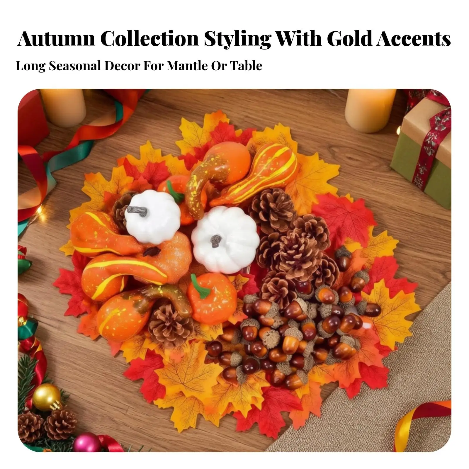218 Pieces Foam Autumn Decor Set | Realistic Harvest-design look, Artificial