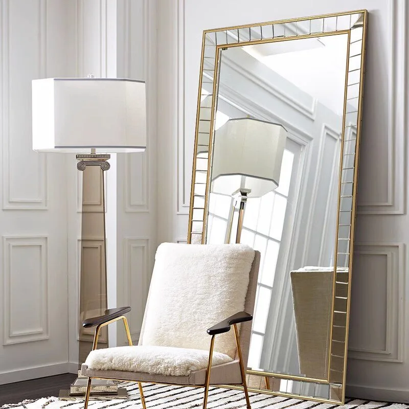 Customized European full-body mirror living room large size high-value floor-to-ceiling cloakroom home fitting mirror