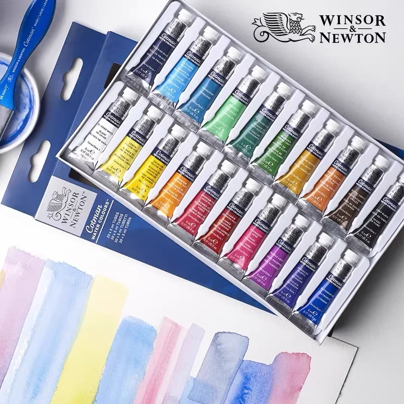 Zestaw farb akwarelowych Winsor & Newton Cotman 10/20 kolorów, 5 ml (0,17 uncji) tubki wysoka przezroczystość zapewniająca wyjątkową trwałość światła
