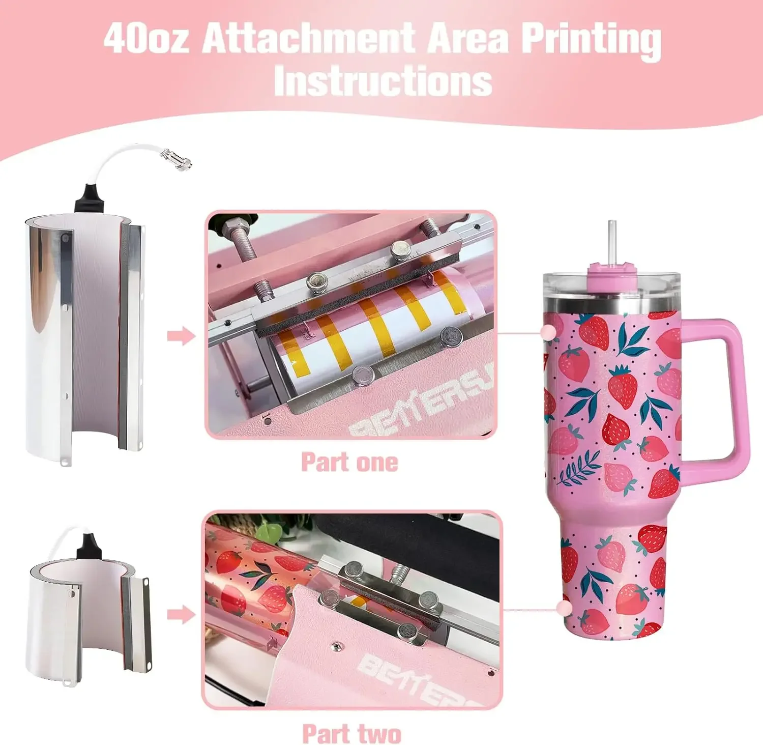 BetterSub 3in1 40 OZ Tumbler Mug Heat Press Machine 30 , 20 , 16 OZ Sublimation Straight Skinny Tumbler Mug,11 ,15 ,16 OZ