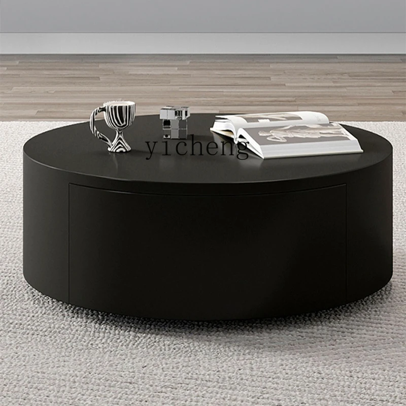 ZC rock slab solid wood round coffee table modern simplicity high-end living room home double coffee table