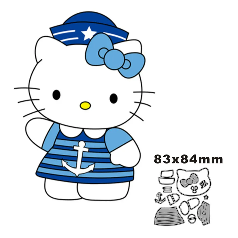 New 2022 Cute Kitten Police Picture Metal Cutting Dies For DIY Scrapbooking Card Making Embossing Craft Decorative No Stamps