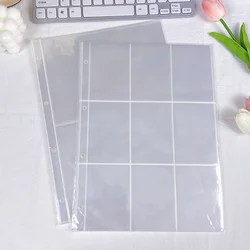 10PCS 4hole 9 pockets sheets Storage Pp Sleeves Folder 9-pocket Top-loading board game Cads Protectors for A4 4/11 Ring Binder