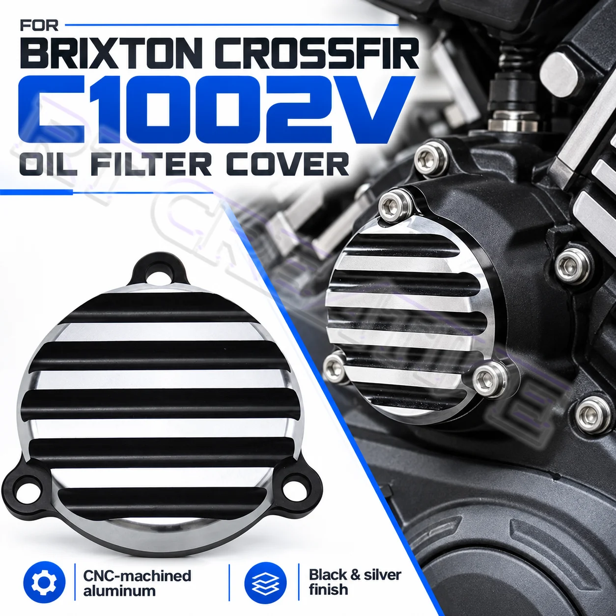 FOR FIT Brixton Crossfire C 1002V Aluminum Oil Filter Housing Cover