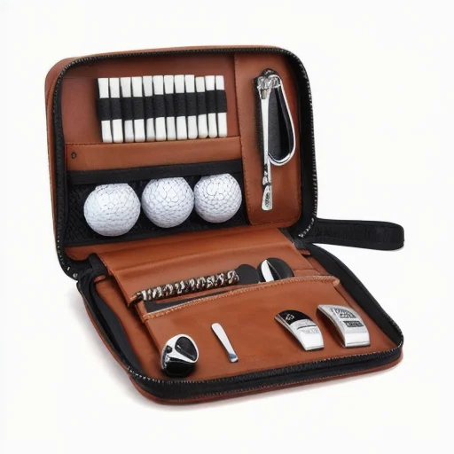 Ensemble d'accessoires de golf avec étui en cuir de haute qualité, sac tout-en-un, brosse de nettoyage, marqueur de score et couteau à divot pour le terrain d'entraînement