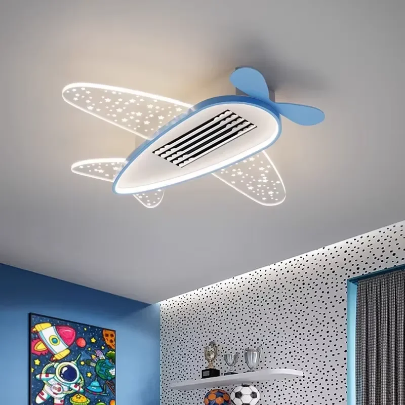 Detachable and Washable Remote Control LED Fan for Children Invisible Bladeless Ceiling Fan Lamp Cute Children's Bedroom Lamp