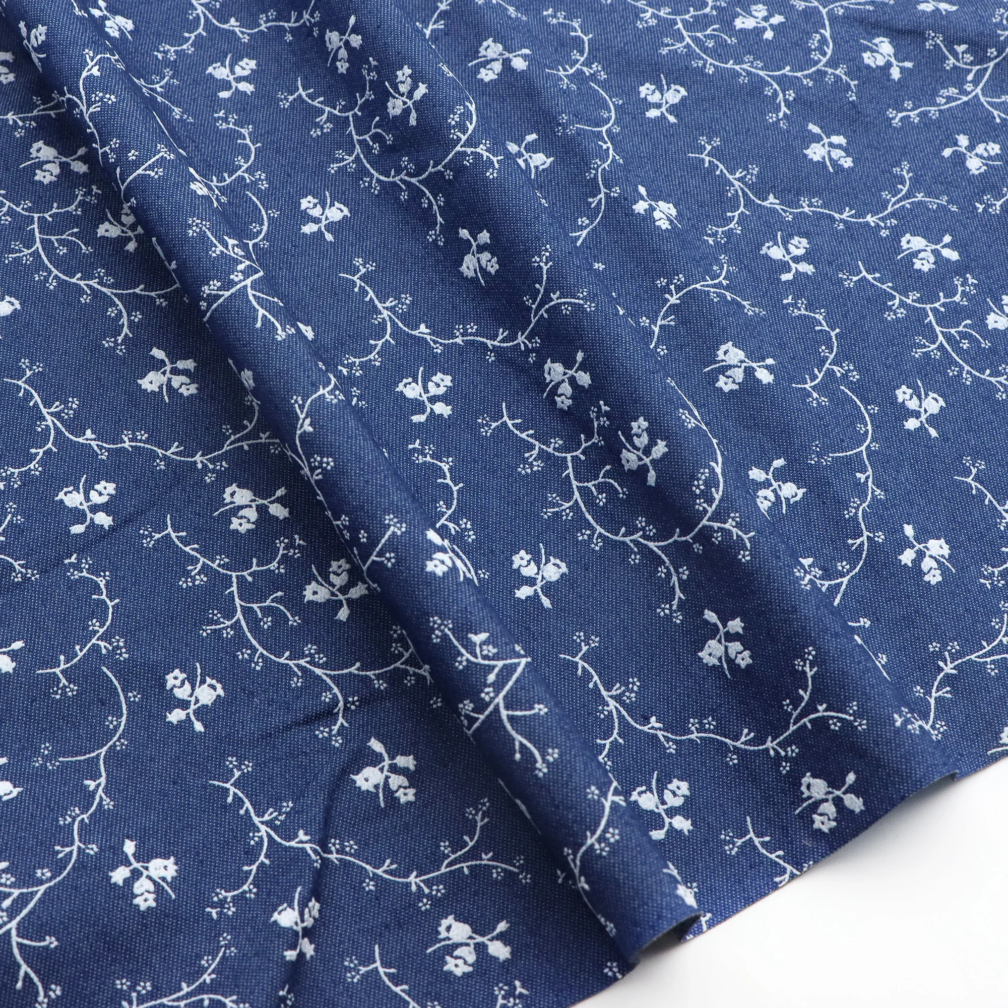 

Pre-cut 1pc 58.28x19.68" (148x50cm) Large Sheet Pre-Washed Flowers Tree Denim-like Fabric, Ideal